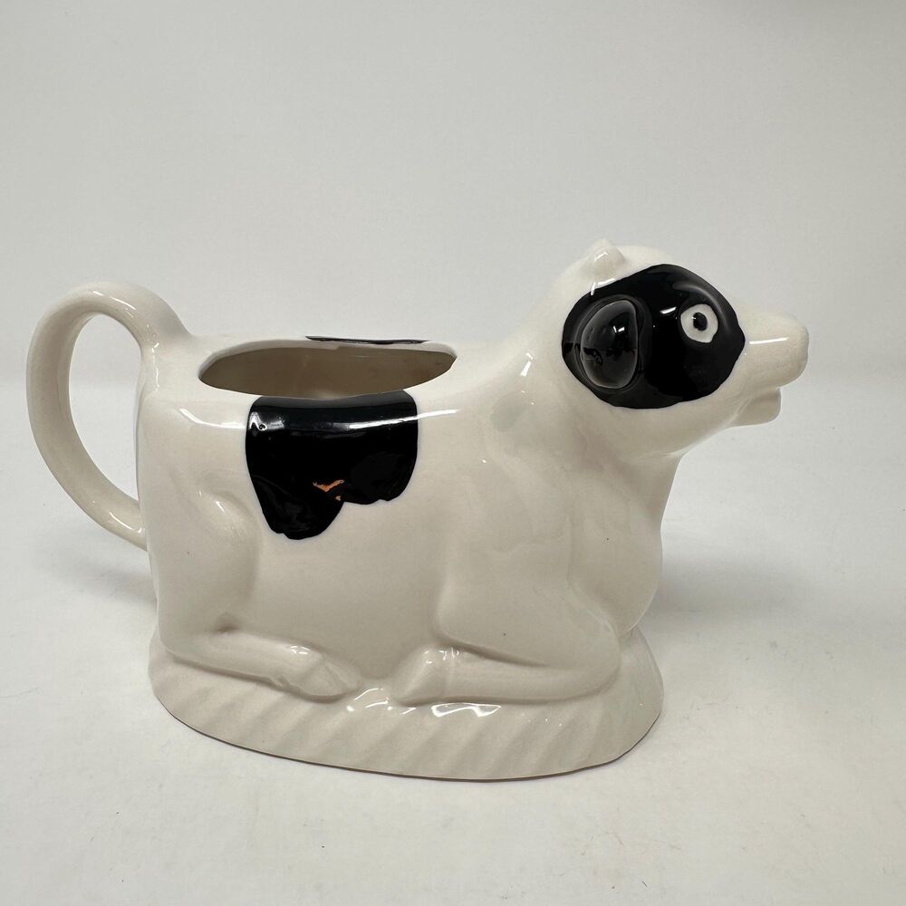 Vtg Himark County Fare Cow Creamer Ceramic Pitcher Japan Black White 7.5"